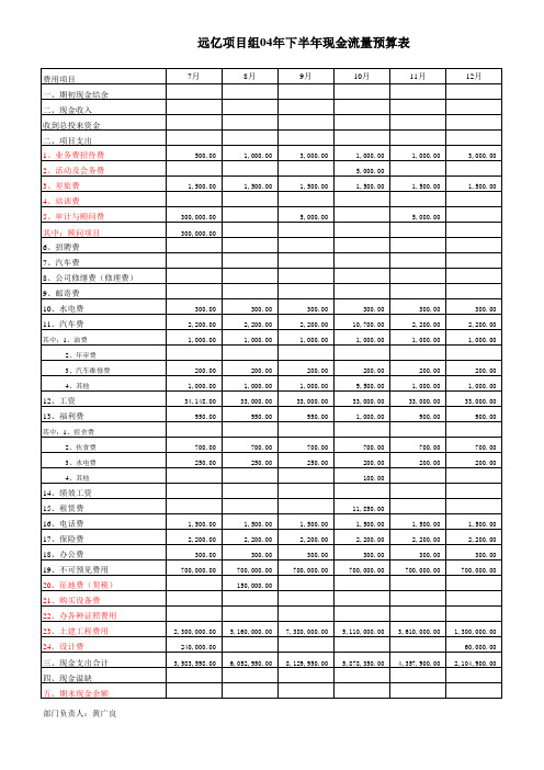 华新世纪-松川公司人力资源管理咨询项目-远亿04下半年管理及现金预算