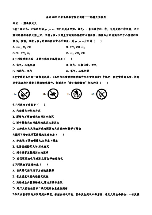 2020中考化学章节强化训练——燃料及其利用含答案