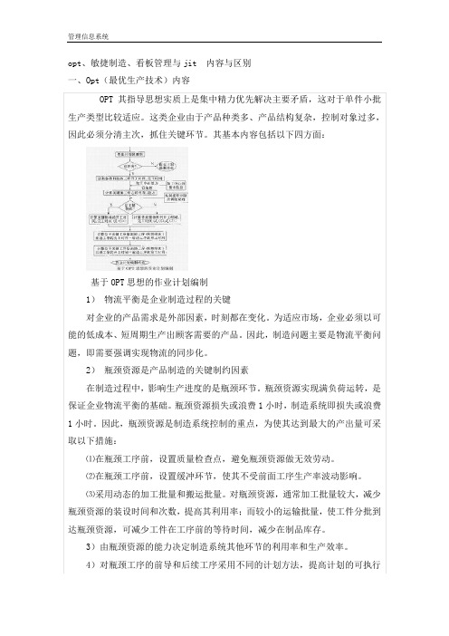 opt、敏捷制造、看板管理与jit  内容与区别