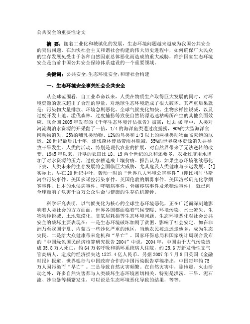 公共安全的重要性论文