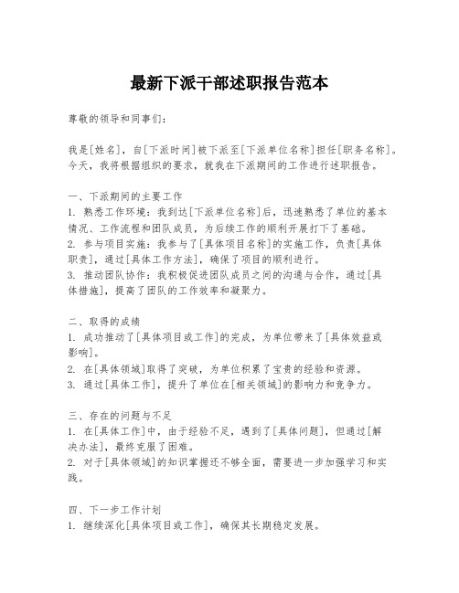 最新下派干部述职报告范本