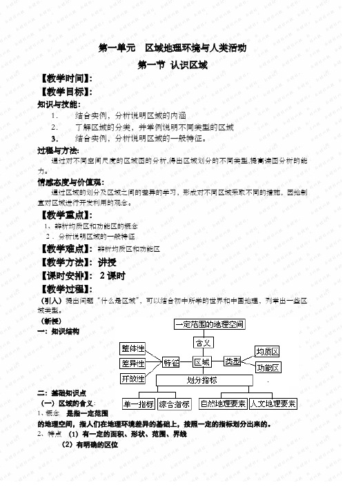 高中地理必修三全套教案课程鲁教版