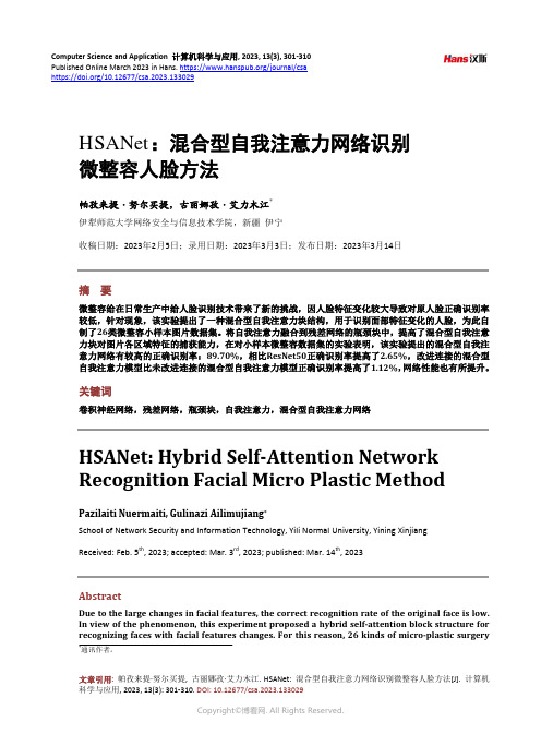 HSANet：混合型自我注意力网络识别微整容人脸方法