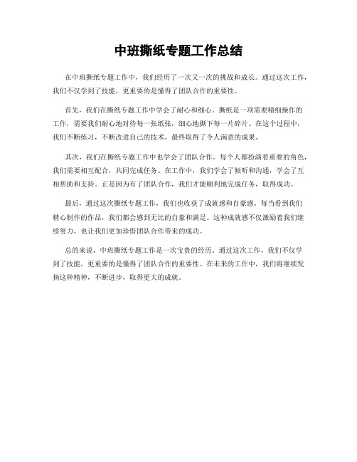 中班撕纸专题工作总结