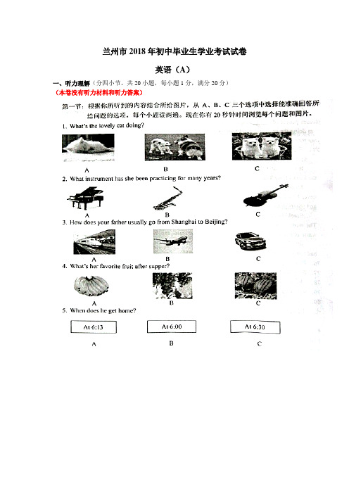 最新-2018甘肃兰州中考英语word(解析) 精品