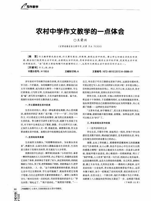 农村中学作文教学的一点体会