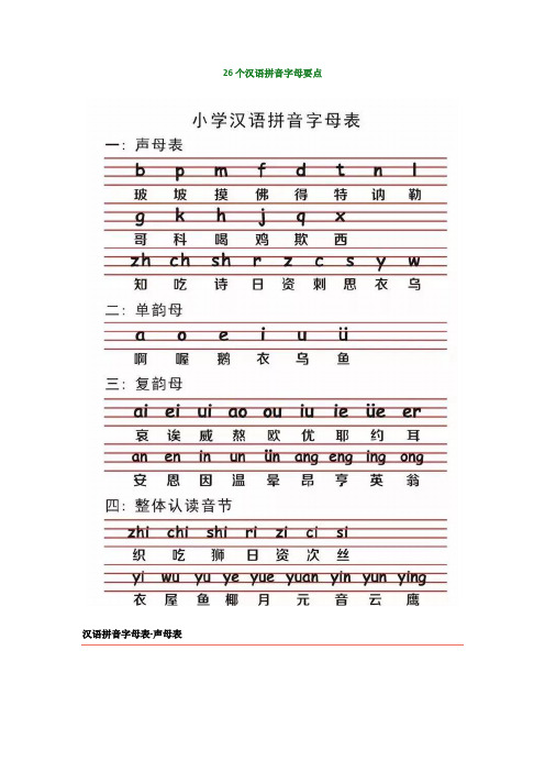 【小学语文】小学一年级语文26个汉语拼音字母要点+田字格儿歌