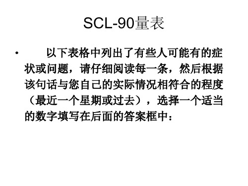 scl-90大学生心理健康水平自测
