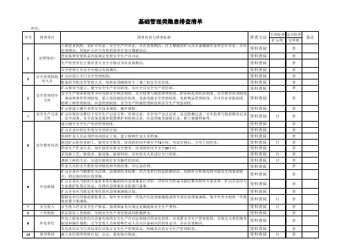 露天矿山基础管理类隐患排查清单3