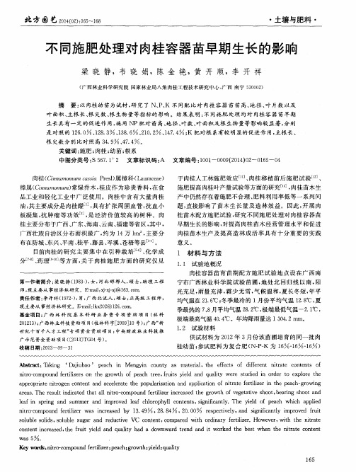 不同施肥处理对肉桂容器苗早期生长的影响