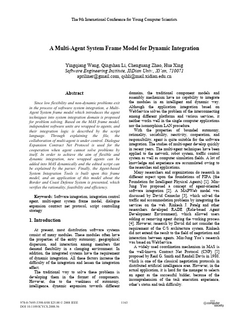 A Multi-Agent System Frame Model for Dynamic Integration