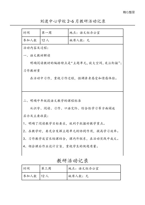 2017初中语文教研组活动记录