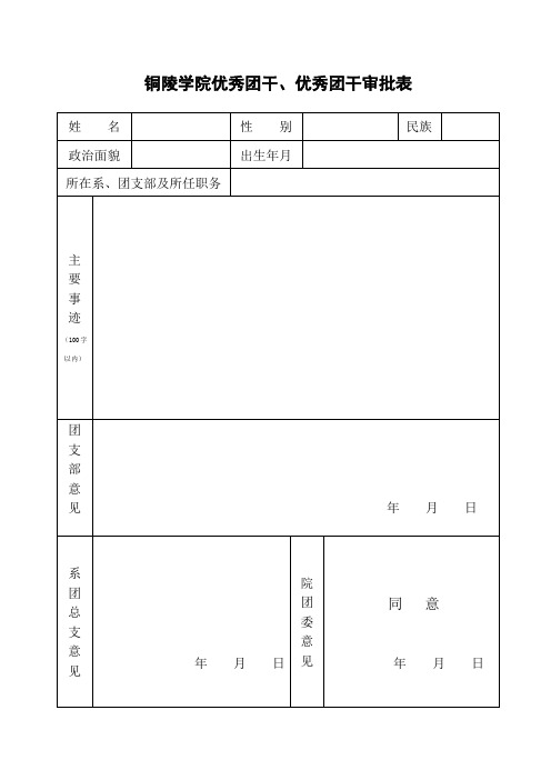 五四评优表格