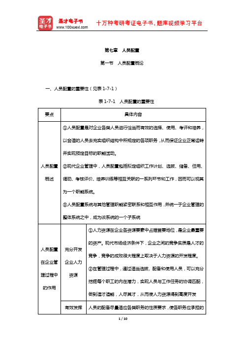 同等学力申硕《工商管理学科综合水平考试》复习全书-核心讲义(人员配置)
