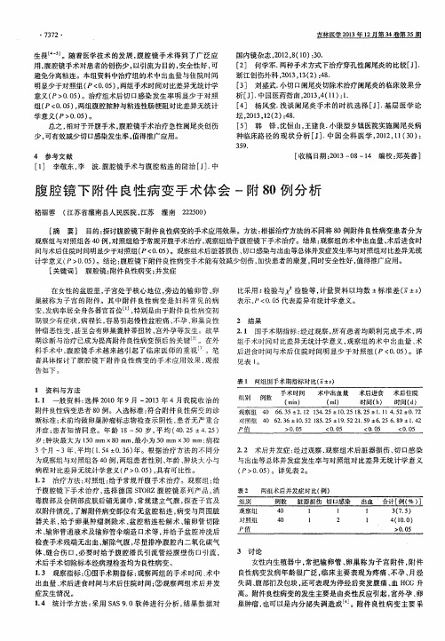 腹腔镜下附件良性病变手术体会-附80例分析