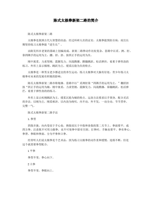 陈式太极拳新架二路的简介
