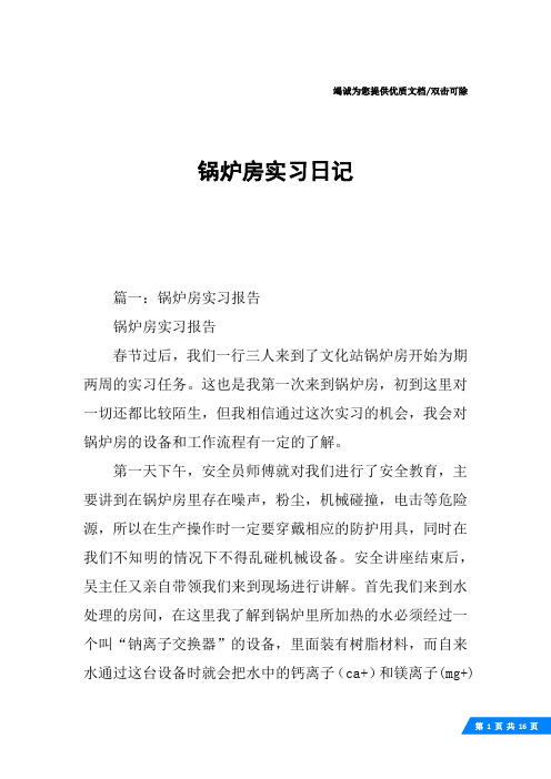 锅炉房实习日记