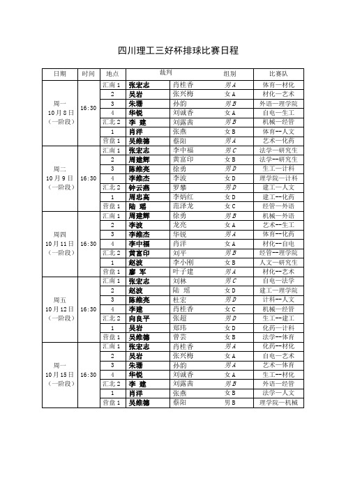四川理工三好杯排球比赛日程及裁判安排
