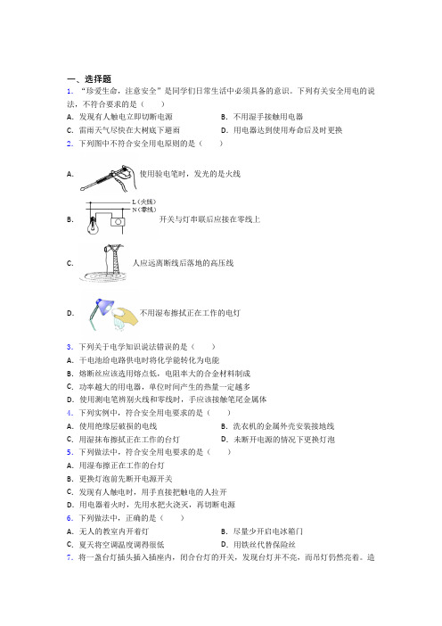 深圳宝安区景山实验学校初中物理九年级全册第十九章《生活用电》测试(含答案解析)