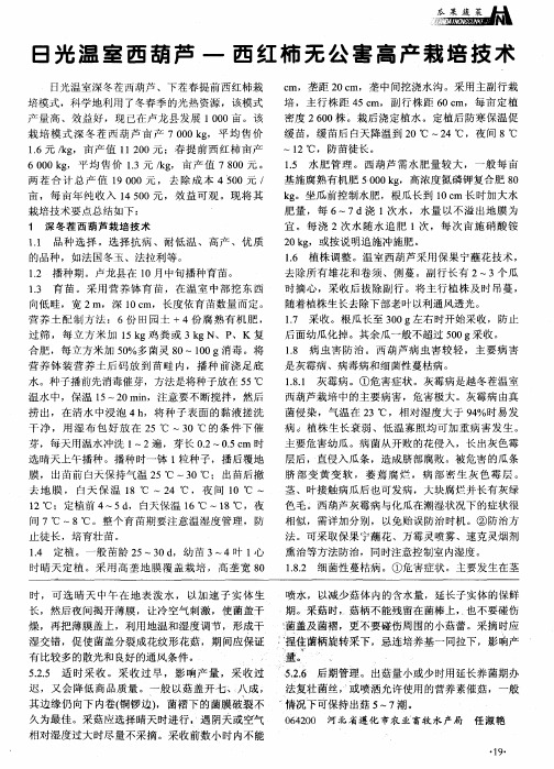 日光温室西葫芦—西红柿无公害高产栽培技术