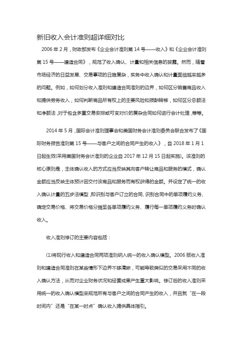 新旧收入会计准则超详细对比