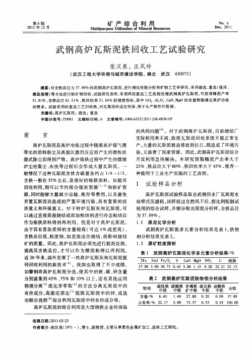 武钢高炉瓦斯泥铁回收工艺试验研究