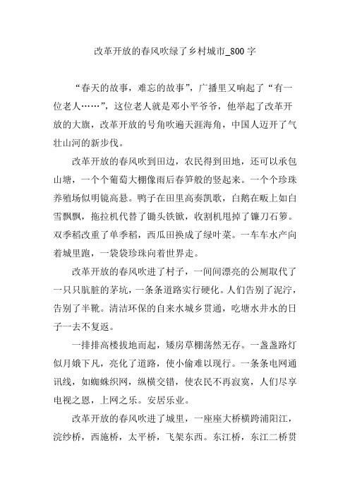 改革开放的春风吹绿了乡村城市_800字