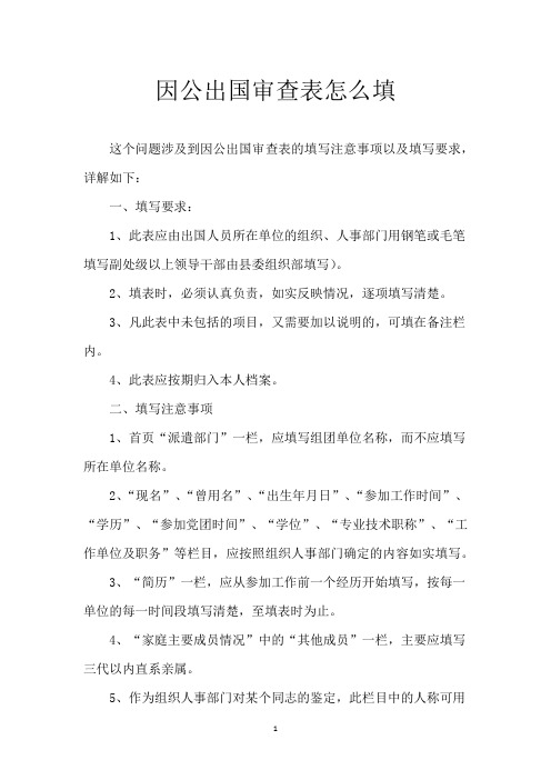 因公出国审查表怎么填