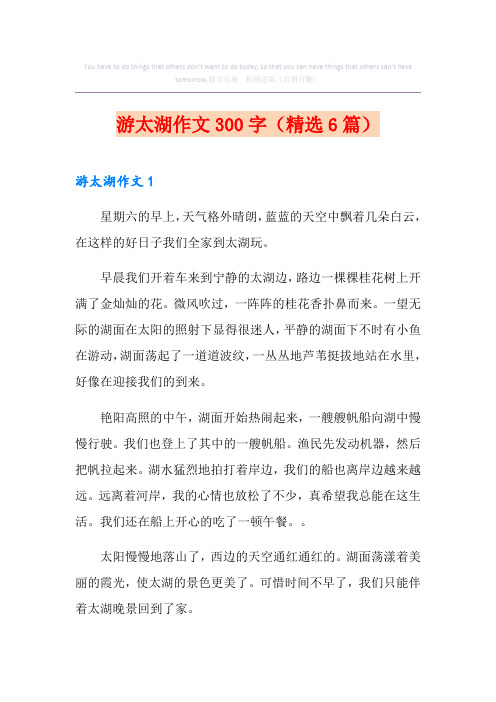 游太湖作文300字(精选6篇)