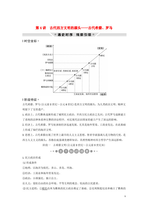 2019版高考历史二轮复习 板块一第4讲 古代西方文明的源头——古代希腊、罗马学案