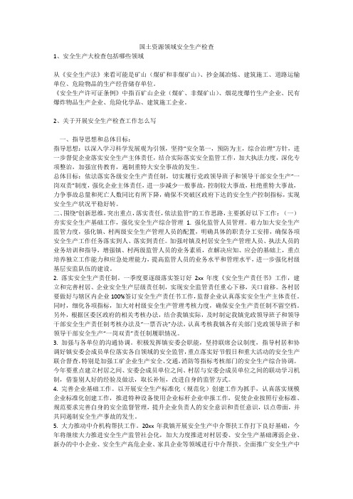 国土资源领域安全生产检查安全生产