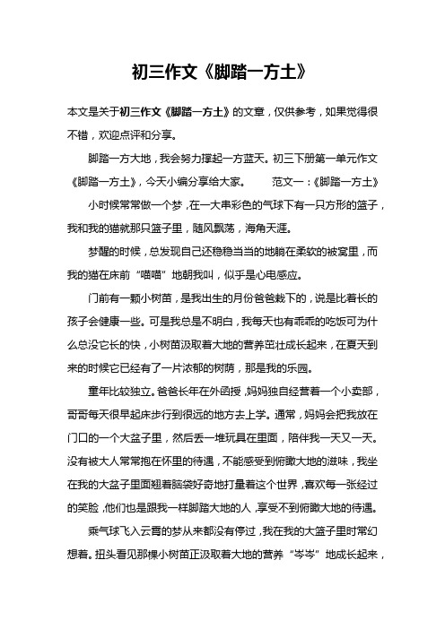 初三作文《脚踏一方土》