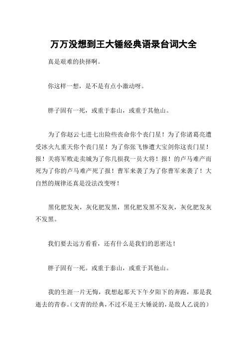 万万没想到王大锤经典语录台词大全