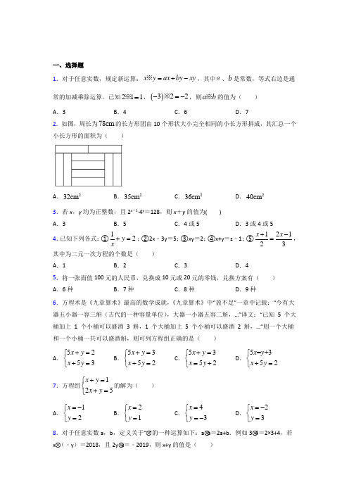 湖南衡阳八中七年级数学下册第八章【二元一次方程组】经典练习(含解析)