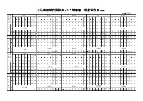 2013学年度第一学期课程总表(定稿)