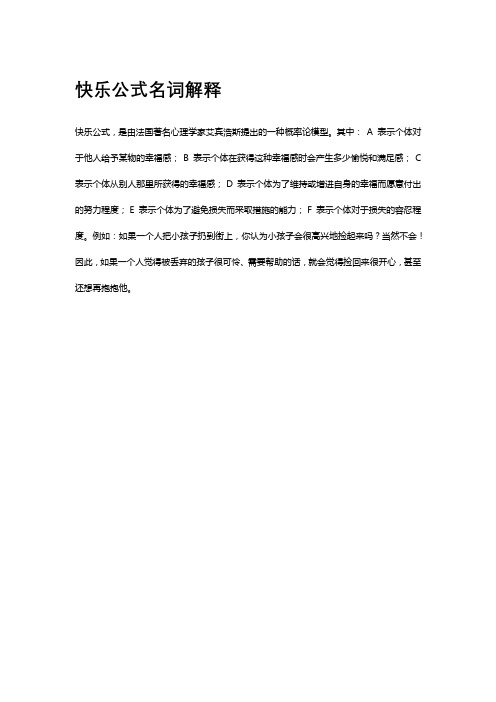 快乐公式名词解释
