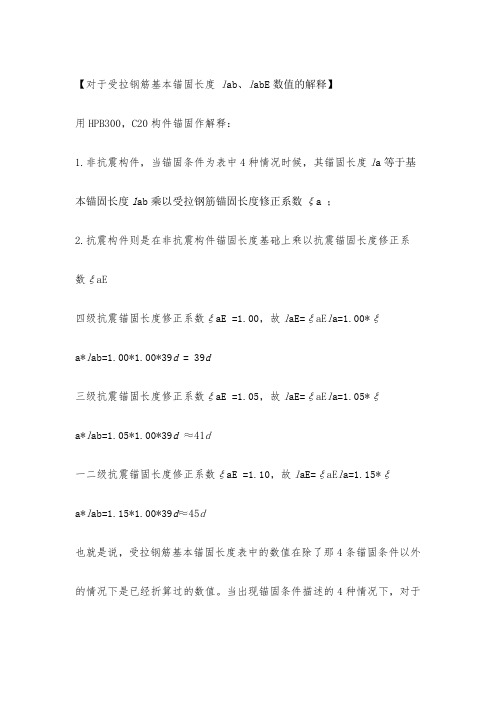 对于受拉钢筋基本锚固长度 lab
