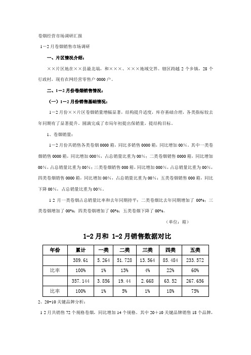 卷烟营销市场调研报告