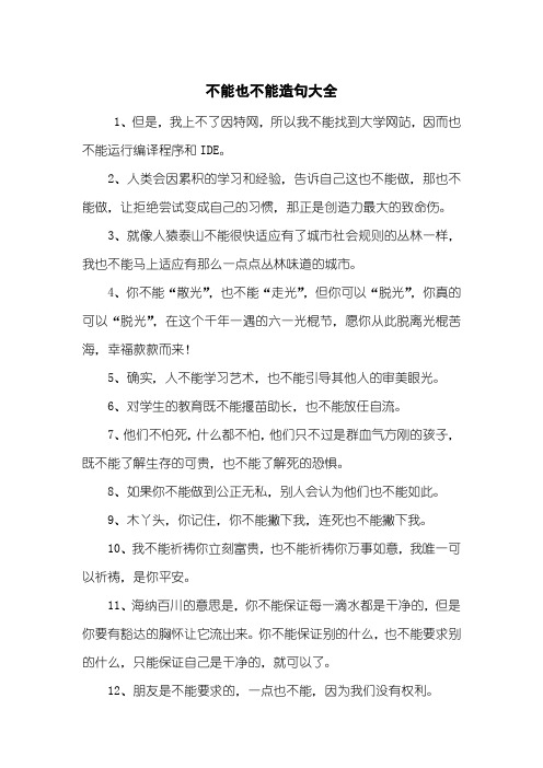 不能也不能造句大全