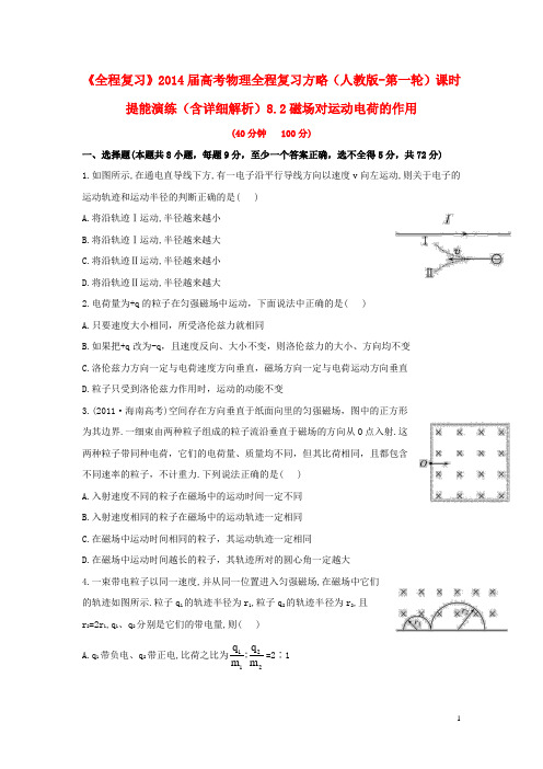 高考物理第一轮复习方略 8.2磁场对运动电荷的作用课时