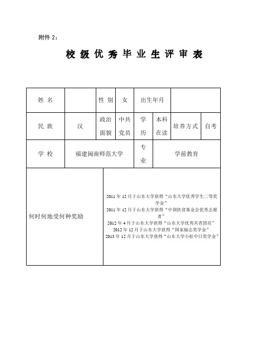 优秀毕业生评审表