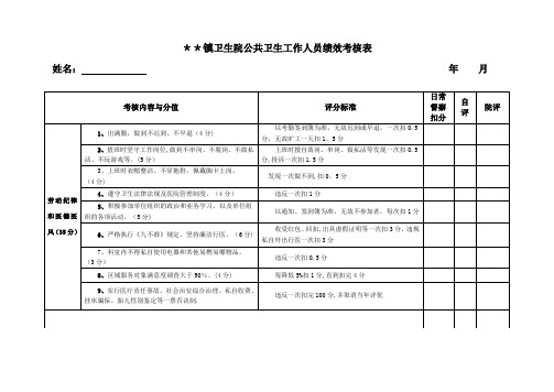 公卫人员考核标准(新)