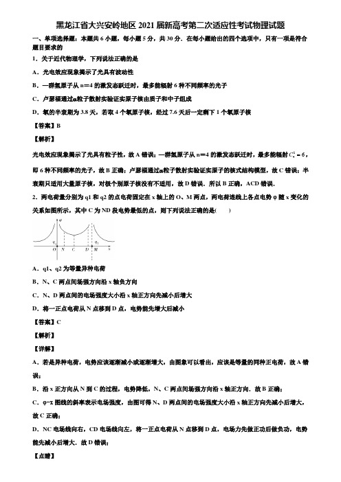黑龙江省大兴安岭地区2021届新高考第二次适应性考试物理试题含解析
