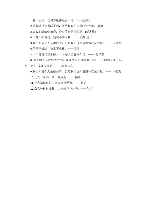 有关团结合作的名言俗语