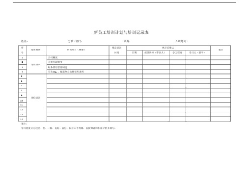新员工入职培训相关表格(20201023170420).docx
