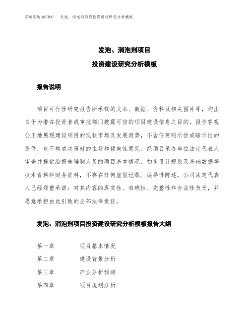 发泡、消泡剂项目投资建设研究分析模板重点及难点分析