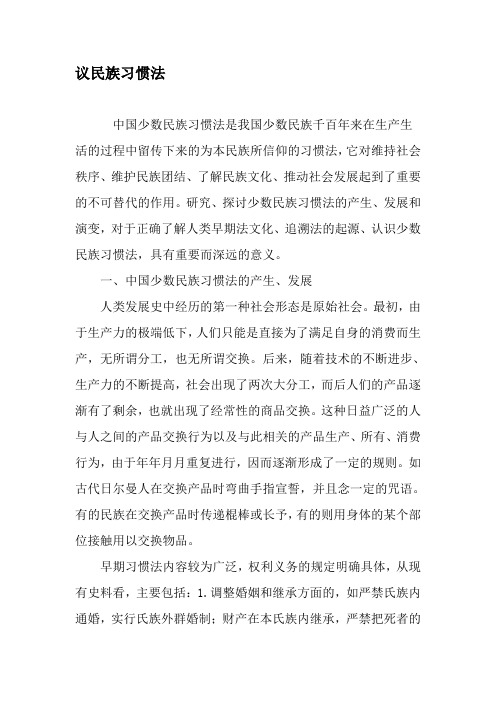 议民族习惯法-文档资料
