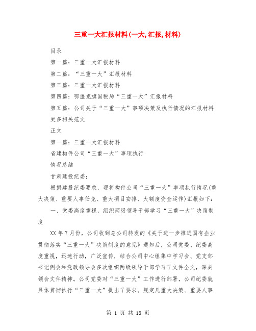 三重一大汇报材料(一大,汇报,材料)