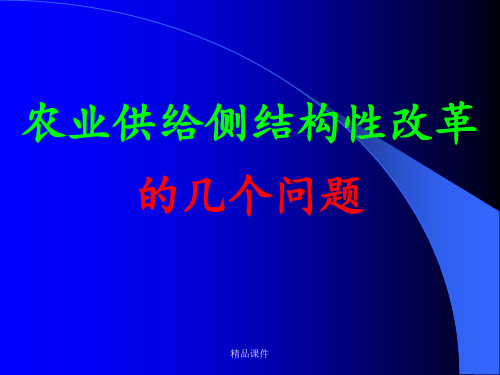 农业供给侧结构性改革的几个问题课件.ppt