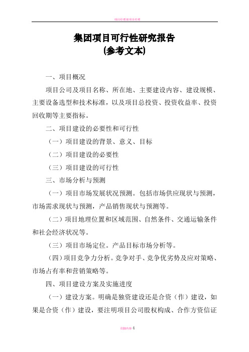 国有大型集团项目可行性研究报告(参考文本)